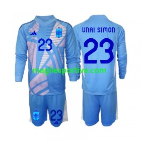 Completo Calcio Spagna Unai Simon 23 Portiere Bambino Divisa Prima Euro 2024 ML